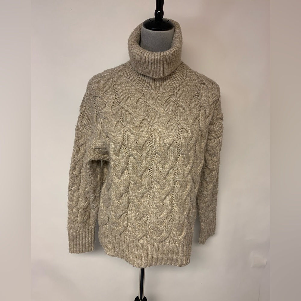 Cable Knit Turtleneck Cozy Warm Classic Fisherman Womens Size XL